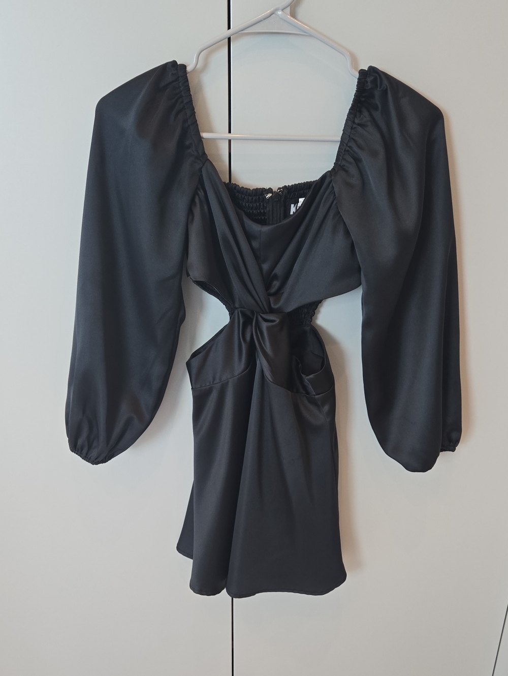 Katie J NYC Black Satin Cutout Dress